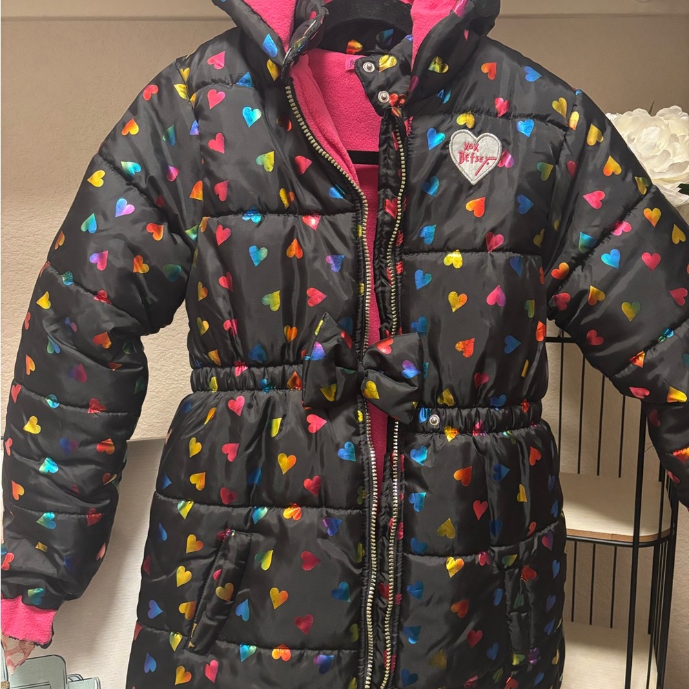 Betsy Johnson XL girls 14/16 Colorful Heart Puffer Jacket